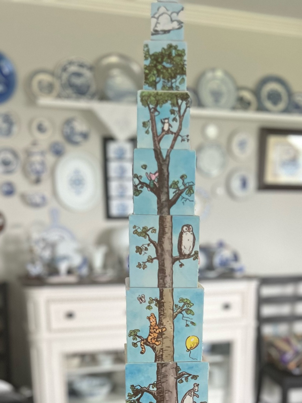 Vintage Winnie The Pooh stacking wooden block set